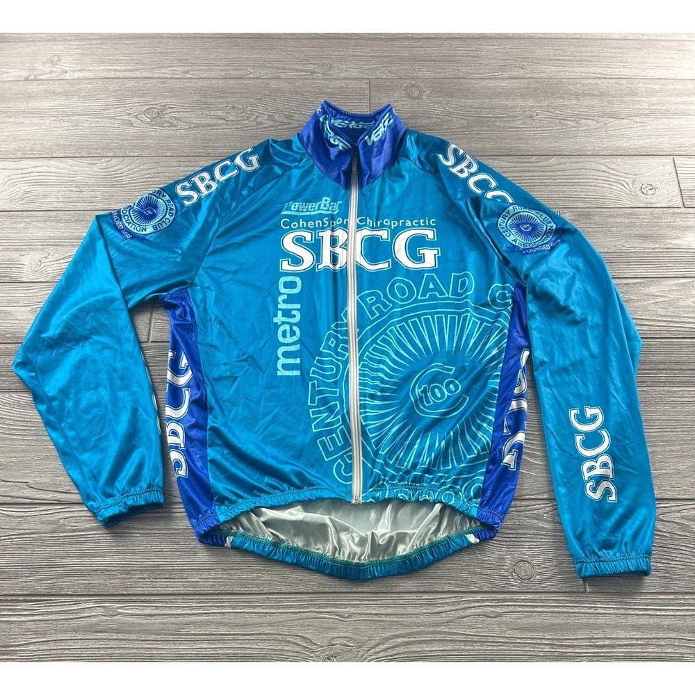 Verge Sport Mens Full Zip Cycling Jacket Blue SBCG CRCA Large Long Sleeve